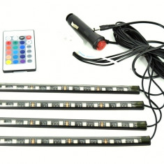 Kit interior LED 12 SMD RGB cu telecomanda - 4 x 22cm Cod :BO1222RGB