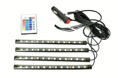 Kit interior LED 12 SMD RGB cu telecomanda - 4 x 22cm Cod :BO1222RGB foto