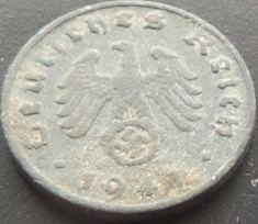 Moneda istorica 1 REICHPFENNIG - GERMANIA NAZISTA, anul 194? A *cod 1358 - ZINC foto