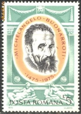 Romania 1975 - MICHELANGELO, timbru nestampilat, AC9 foto