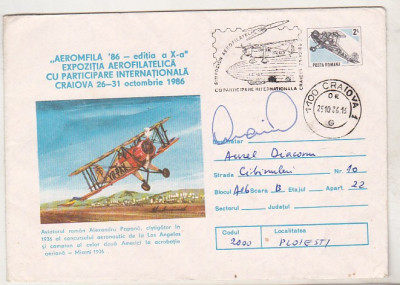 bnk fil Plic ocazional Aeromfila `86 - Dumitru Prunariu - autograf original foto