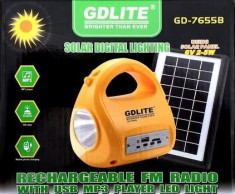 Kit Solar Lanterna/Lampa cu Radio MP3 incarcator USB Gdlite GD-7655B foto
