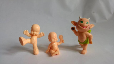 Lot 3 figurine bebe bebelusi copilasi in pielea goala, cauciuc, cca 5cm, botez foto