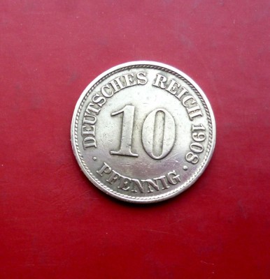 Moneda 10 pfennig 1908 foto