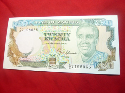 Bancnota 20 kwacha Zambia 1989 ,cal.NC foto