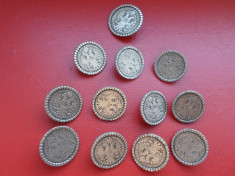 Lot 12 nasturi metalici antichizati, tip moneda acvila bicefala foto