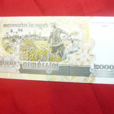 Bancnota 2000 rieli Cambodgia 2007 ,cal.NC