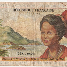 ANTILELE FRANCEZE Guiana, Guadeloupe, Martinique 10 FRANCI FRANCS 1964 U