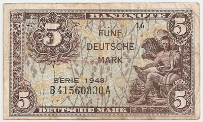 GERMANIA 5 MARCI MARK 1948 VF foto