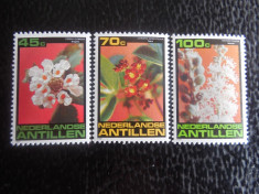 Serie timbre flora flori plante Antilele Olandeze nestampilate foto