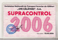 bnk div CFR Calatori SA - legitimatie Supracontrol 2006 foto