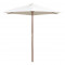 Umbrela de soare cu stalp de lemn 270 x 270 cm, alb crem
