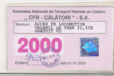 bnk div SNCFR - CFR Calatori SA - Autorizatie de calatorie -2000 foto