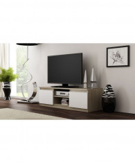 Comoda TV pentru living, model RTV120, culoare mix stejar/alb foto