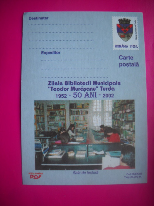HOPCT 35849 -IP-ZILELE BIBLIOTECII TEODOR MURASANU TURDA 2002-CLUJ-NECIRCULATA