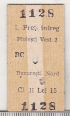 bnk div CFR - tren - bilet Ploiesti 1981