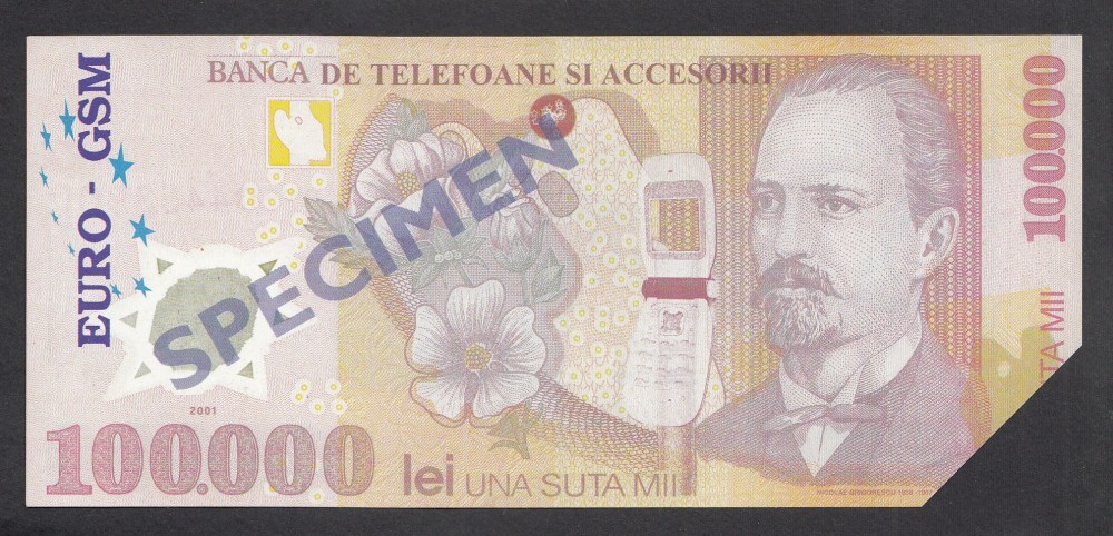 A4175 Bon 100000 Lei 2001 Euro Gsm Unc Okazii Ro