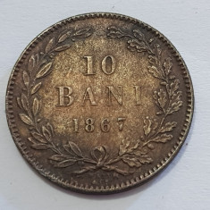 10 BANI 1867-CUPRU-MONETARIA WATT&amp;amp;CO-CAROL I DOMN foto