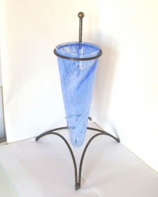 Vaza conica cristal fuzionat, suport metalic, 100% hand made - Studio-Art foto