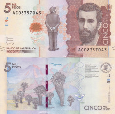 COLUMBIA 5.000 pesos 2016 UNC!!! foto