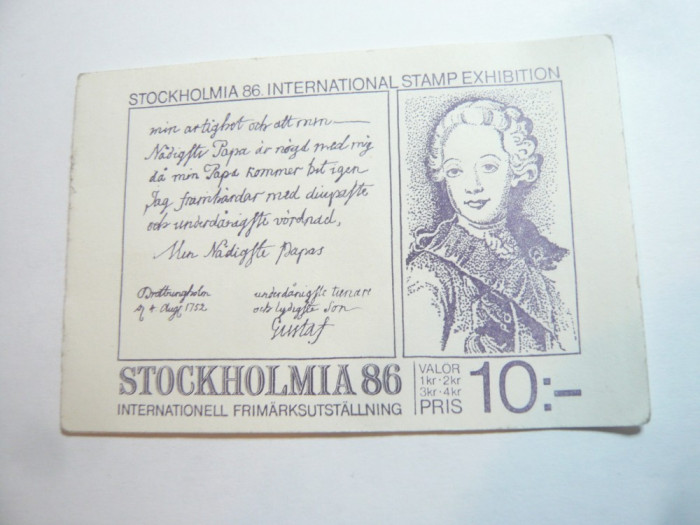Carnet prezentare Filatelica Suedia1986 -Personalitati, 4 val.