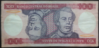 Bancnota 100 CRUZEIROS - BRAZILIA, anul 1984 *cod 423 foto