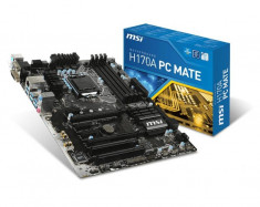 Placa de baza MSI Socket LGA1151, H170A PC MATE, Intel H170, 4*DDR4 2133MHz, DVI/HDMI/VGA, 2*PCIEx16/3*PCIEx1/2*PCI, 6*SATAIII/1*SATAe, GBLAN, bulk foto