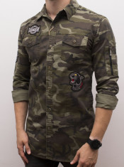 Camasa Army - camasa slim fit camasa barbat camasa cu buzunare foto