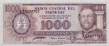 PARAGUAY █ bancnota █ 1000 Guaranies █ 1982 █ P-207 █ Serie A █ UNC necirculata