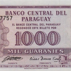 PARAGUAY █ bancnota █ 1000 Guaranies █ 1982 █ P-207 █ Serie A █ UNC necirculata