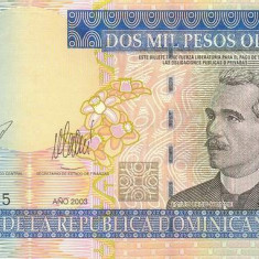 REPUBLICA DOMINICANA █ bancnota █ 2000 Pesos Oro █ 2003 █ P-174b █ UNC