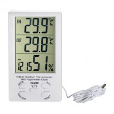 Statie meteo cu ceas, termometru interior si exterior, umiditate LCD foto