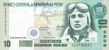 PERU █ bancnota █ 10 Nuevos Soles █ 1994 █ P-156 █ UNC █ necirculata