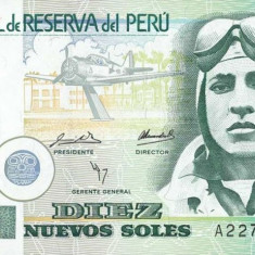 PERU █ bancnota █ 10 Nuevos Soles █ 1994 █ P-156 █ UNC █ necirculata