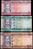 SUDAN DE SUD █ SET █ 5 + 10 + 20 Pounds █ 2015 █ P-11-12-13 █ UNC █ necirculata