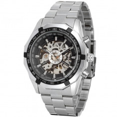 Ceas de lux barbatesc T-winne, mecanism automatic-mecanic, bratara din otel inoxidabil, stil Fashion foto