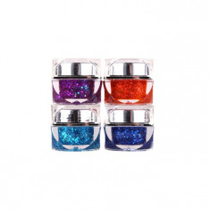 Set geluri uv color cu sclipici hexagon Miley 12 culori foto