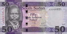 SUDAN DE SUD ? bancnota ? 50 Pounds ? 2017 ? P-14c ? UNC ? necirculata foto