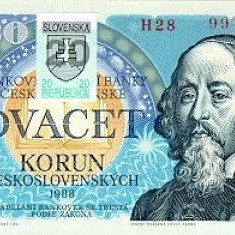 SLOVACIA █ bancnota █ 20 Korun █ 1993 █ P-15 █ UNC