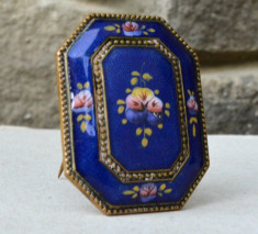 Brosa veche Guilloche Cloisonne Email de provenienta Cehoslovaca Art Deco foto