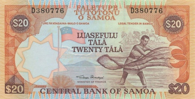 SAMOA █ bancnota █ 20 Tala █ 2002 █ P-35a █ UNC █ necirculata foto