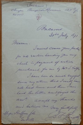 Scrisoare olografa Franklin Peixotto, 1871, consulul american, B&amp;#039;nai B&amp;#039;rit foto