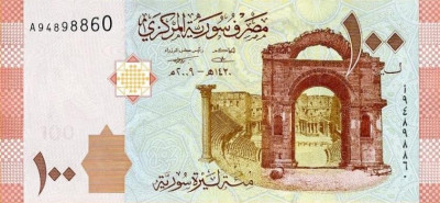 SYRIA █ bancnota █ 100 Pounds █ 2009 █ P-113 █ UNC █ necirculata foto