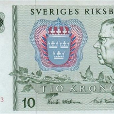 SUEDIA █ bancnota █ 10 Kronor █ 1975 █ P-52c █ UNC necirculata