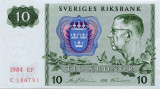 SUEDIA █ bancnota █ 10 Kronor █ 1984 █ P-52e █ UNC necirculata