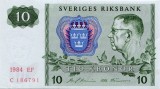 SUEDIA █ bancnota █ 10 Kronor █ 1984 █ P-52e █ UNC necirculata
