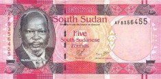 SUDAN DE SUD ? bancnota ? 5 Pounds ? 2011 ? P-6 ? UNC ? necirculata foto