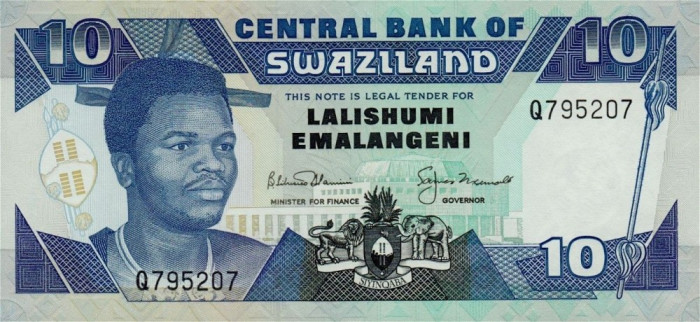 SWAZILAND █ bancnota █ 10 Emalangeni █ 1992 █ P-20b █ UNC █ necirculata