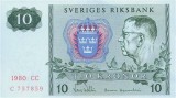 Bancnota Suedia 10 Kronor 1980, P-52e, UNC, Necirculata