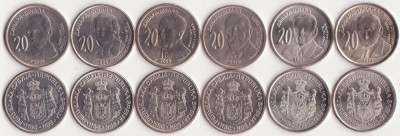 SERBIA █ SET COMPLET DE MONEDE COMEMORATIV █ 20 Dinara x 6 buc █ 2006-2012 █ UNC foto